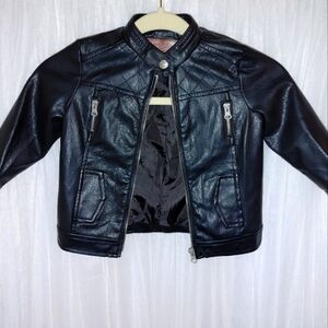 Beverly Hills Polo Club Black Faux Leather Jacket Boys Size S(2T)